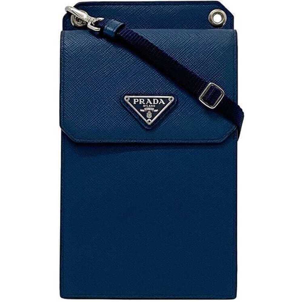 Prada Bag Smartphone Navy Blue OCEANO Saffiano Triangle Plate Flap